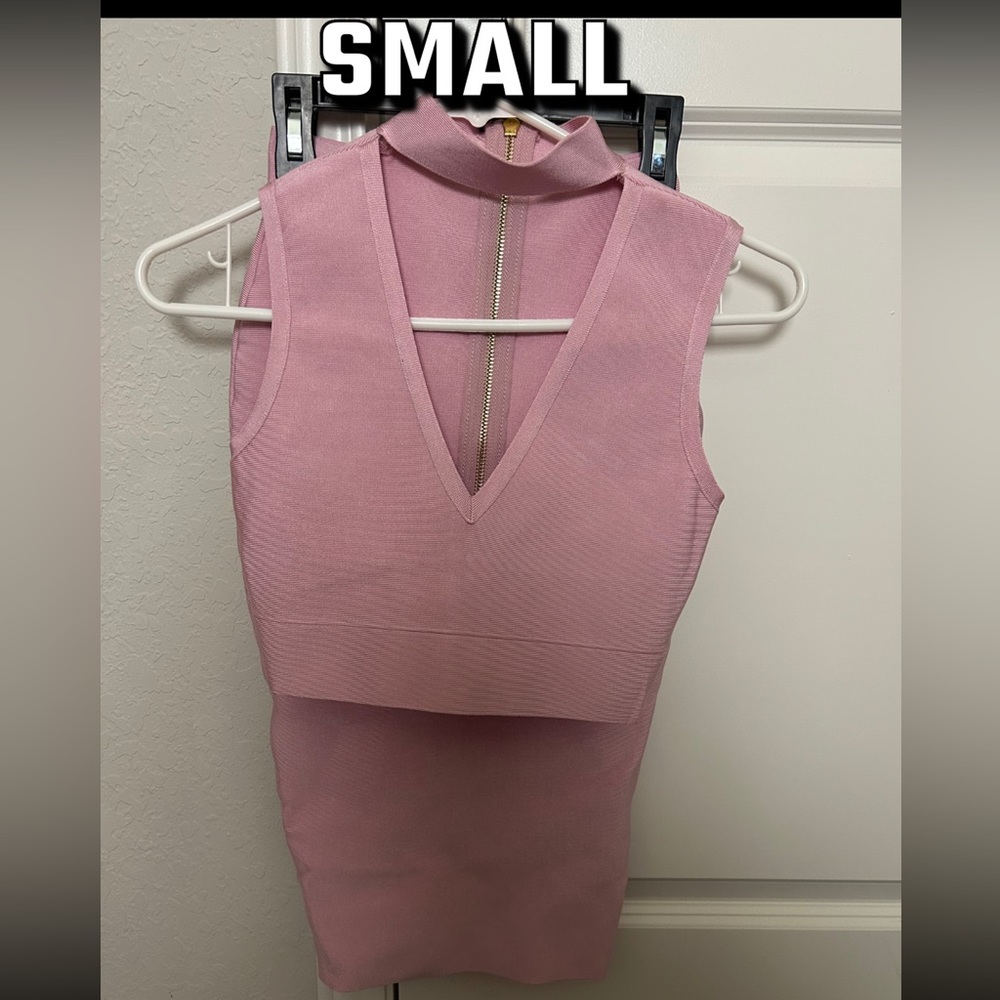 Baby pink hot Miami styles two piece set